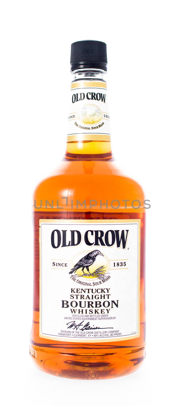 Winneconne, WI - 21 February 2015:  Bottle of Old Crow Kentucky Straight Bourbon Whiskey  alcohol beverage