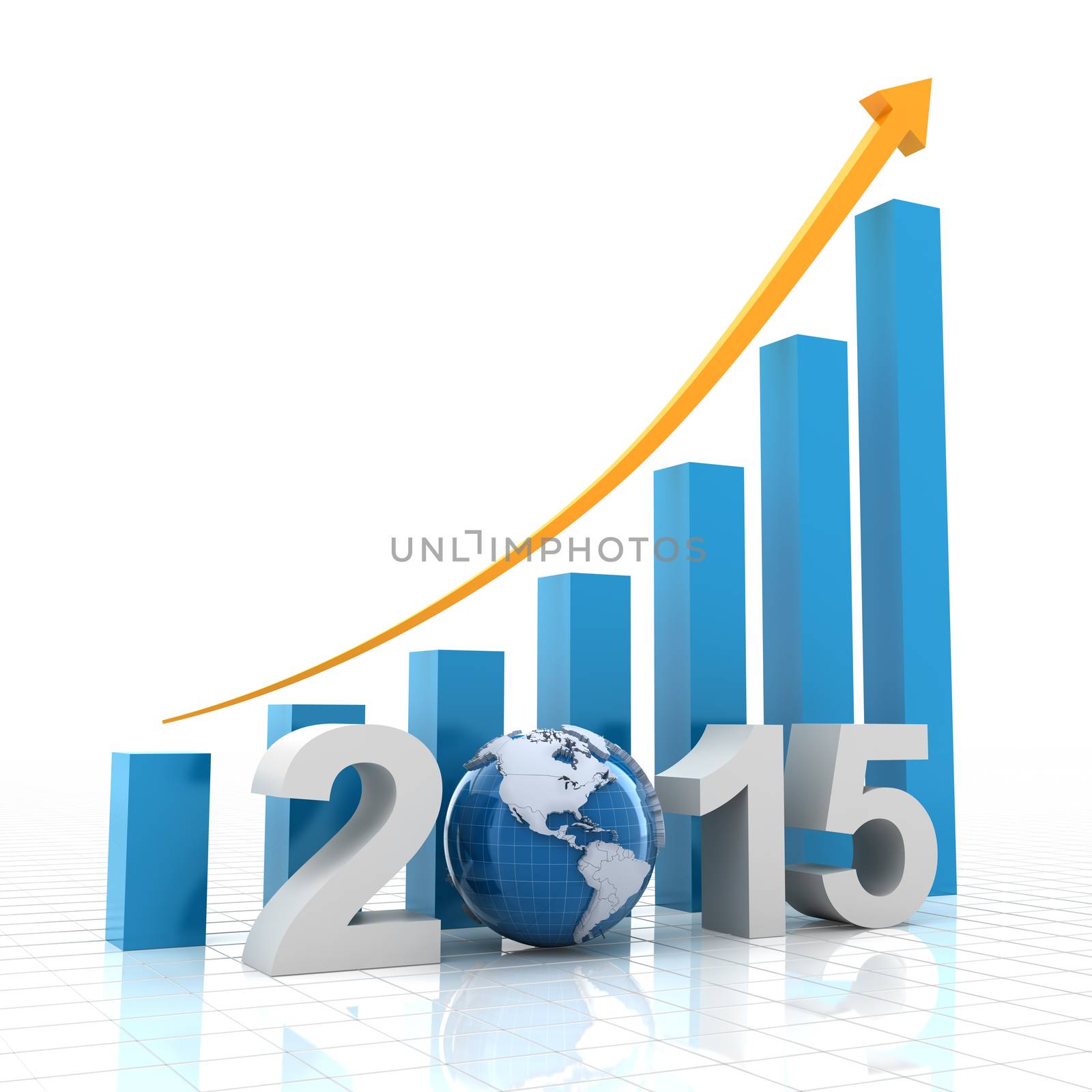 2015 global growth, 3d render