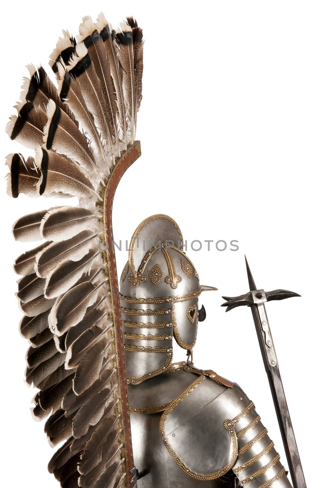 Armour of the medieval knight. Metal protection of the soldier against the weapon of the opponent