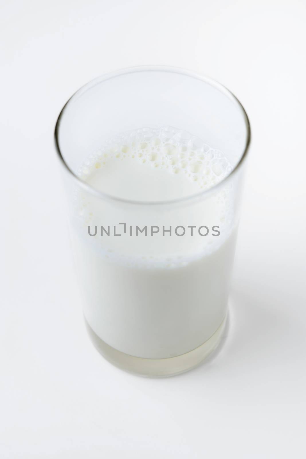 glass milk on white background
