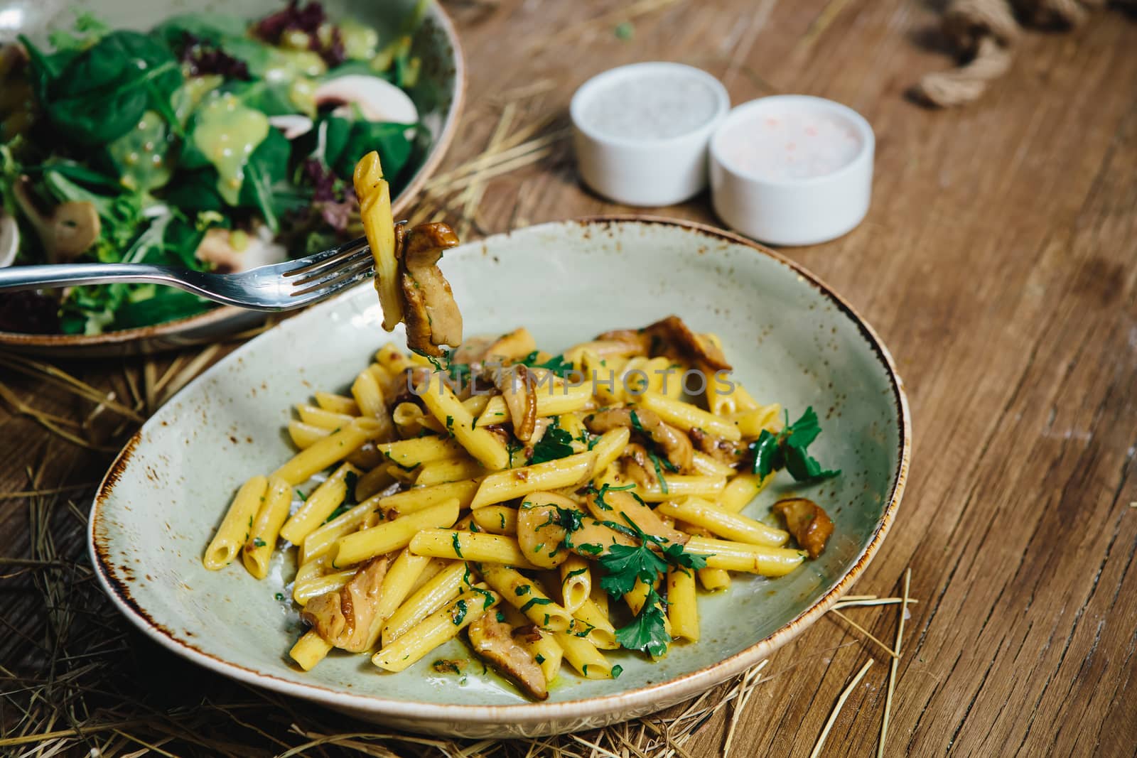 pasta penne with mushrooms by sarymsakov