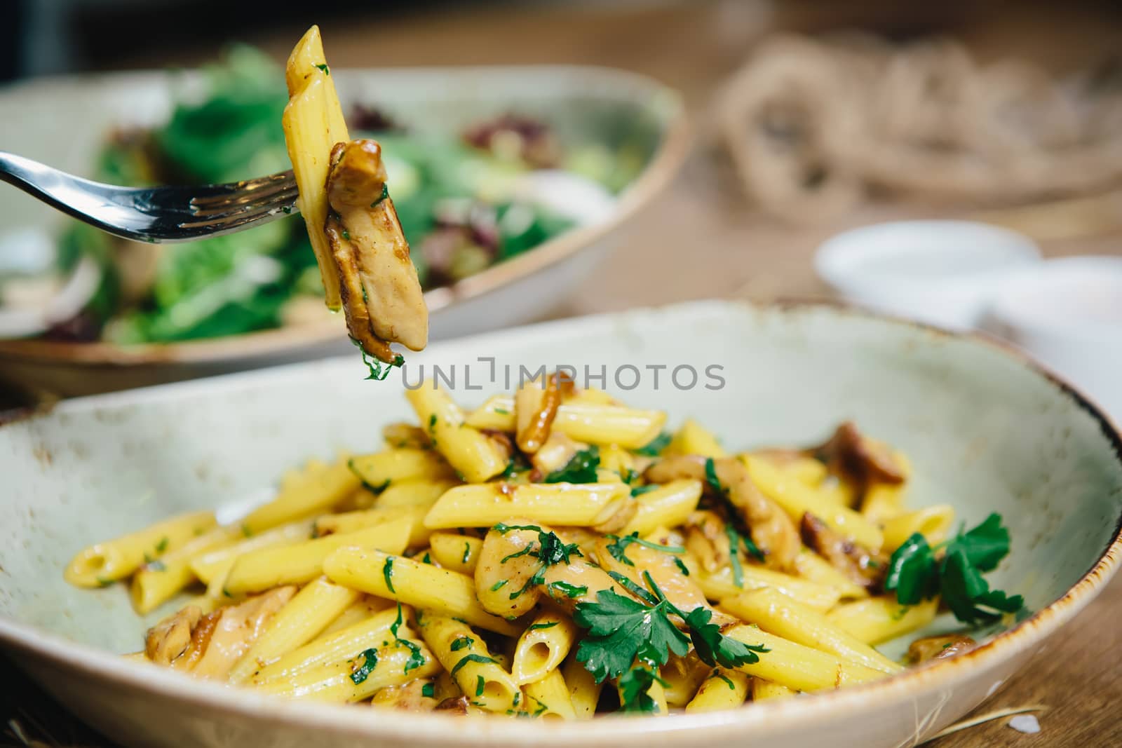 pasta penne with mushrooms by sarymsakov