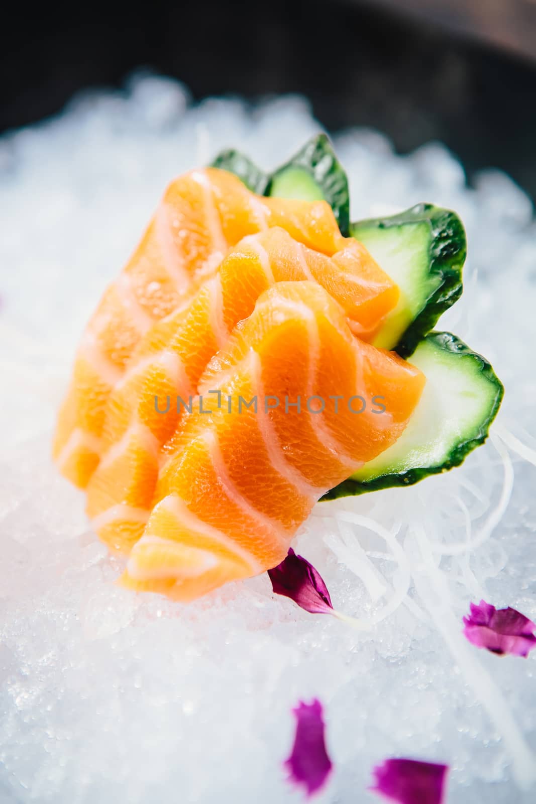 various kind of fresh raw sashimi on ice