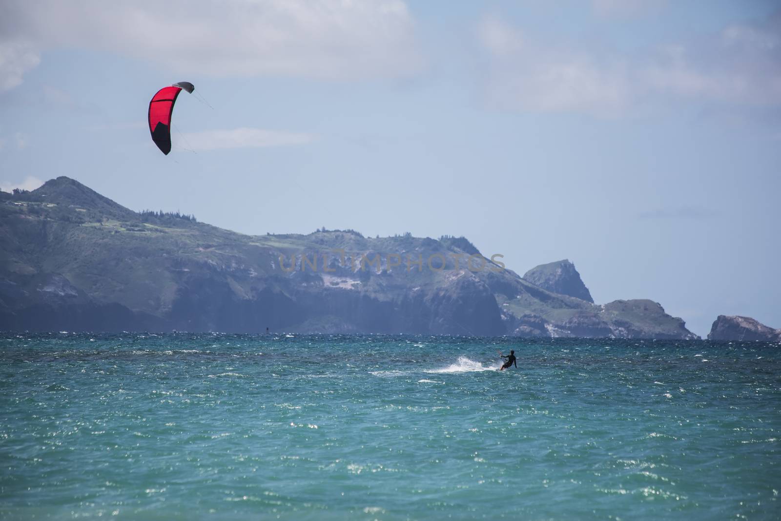 Maui kite surfer from Kanaha Beach Park