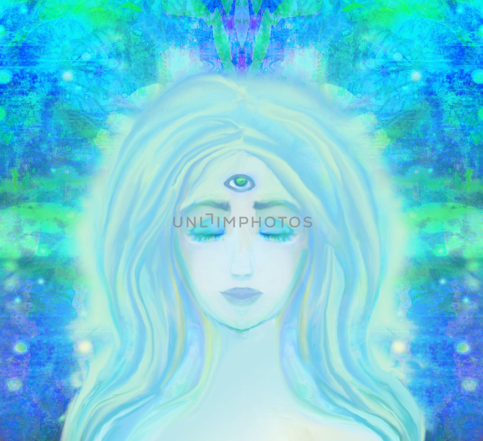 Woman with third eye, psychic supernatural senses by JackyBrown