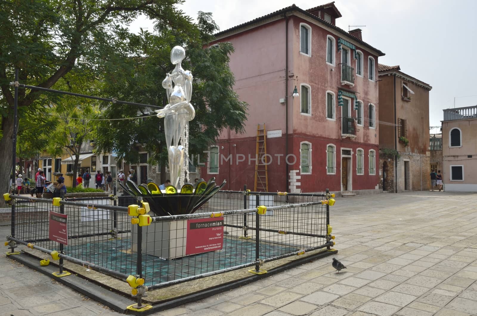 Glass sculpture "Vitae" by Denise Gemin, in a square of Murano, an island of Venice,  Italy.