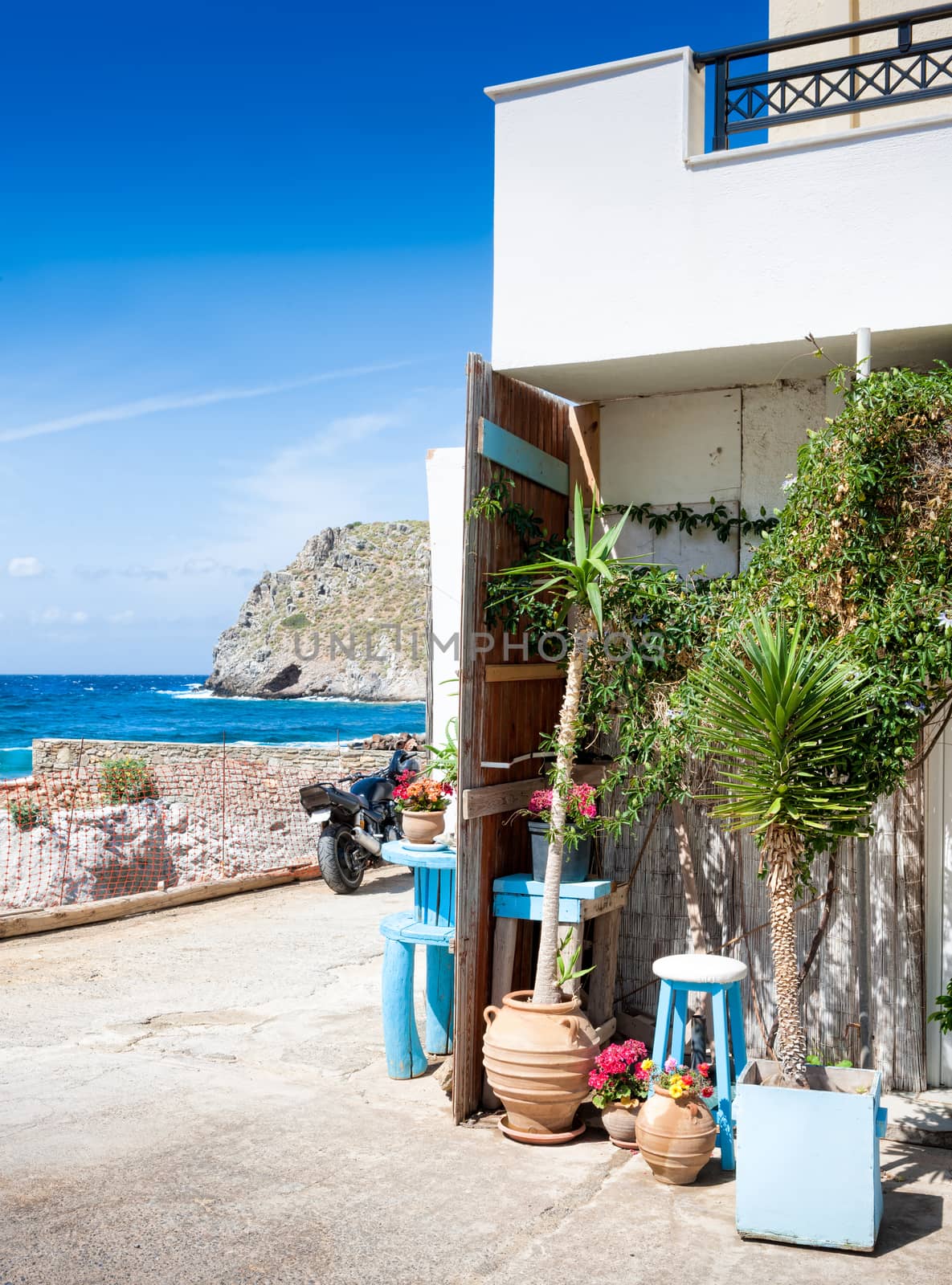 A small courtyard in the village of Mochlos. Crete, Greece