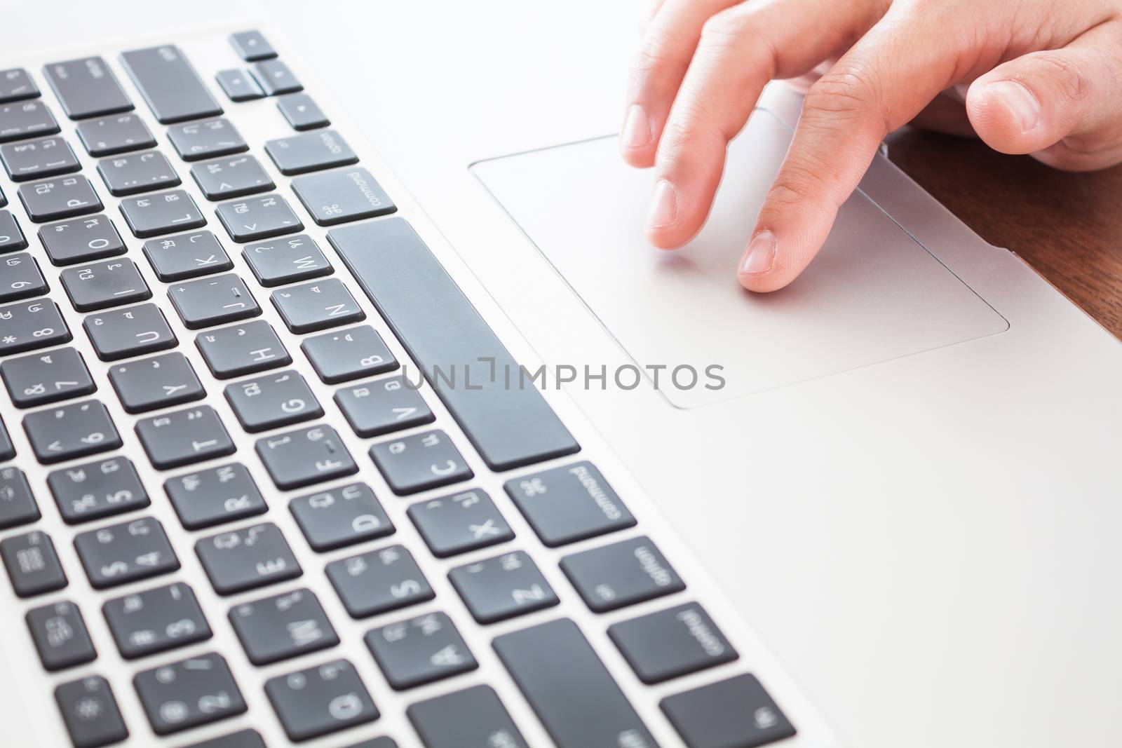 Close up of woman using notebook , stock vector