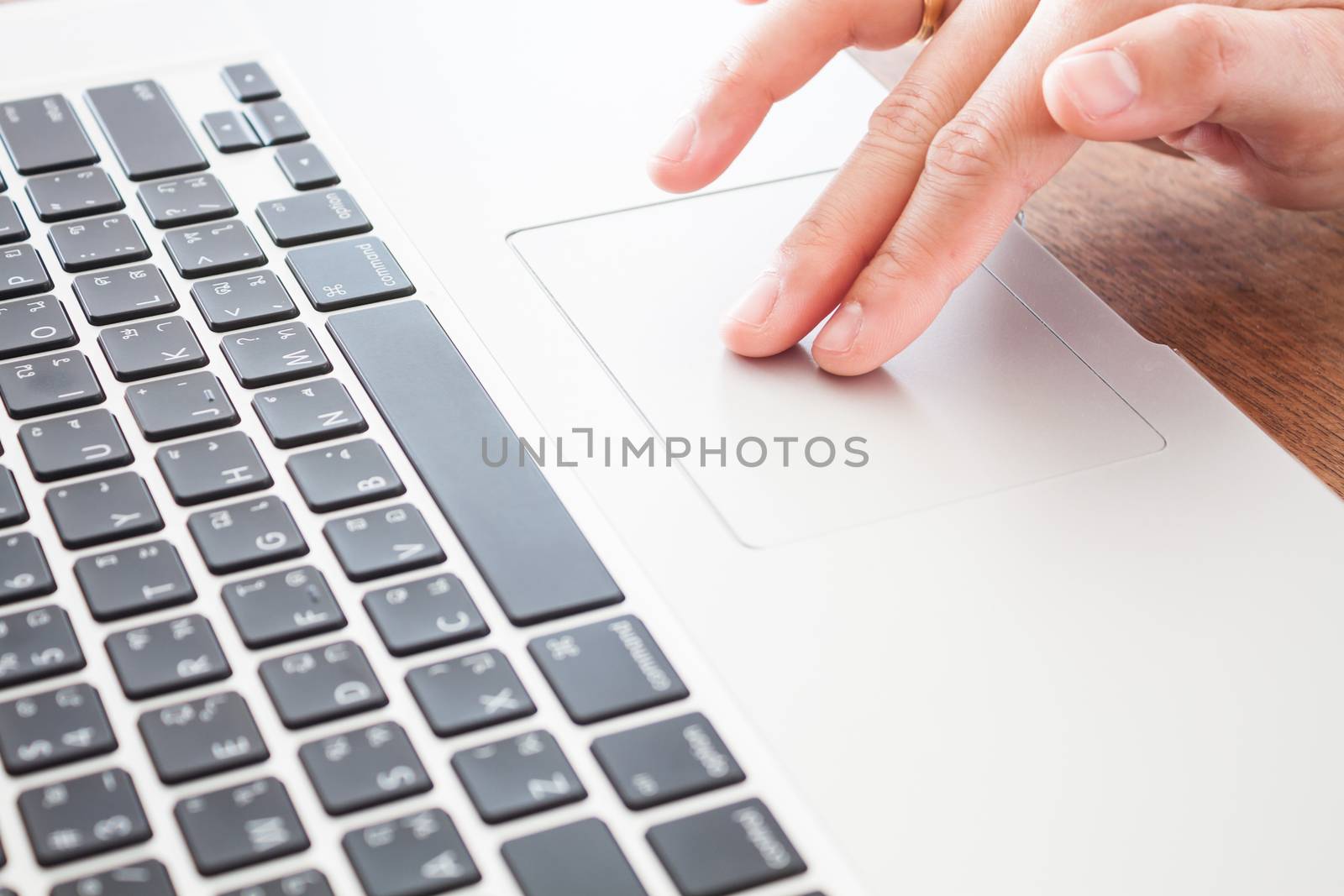 Close up of woman using notebook , stock vector