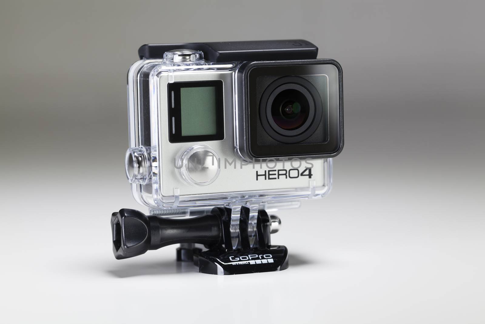 Adelaide, Australia - Oct 13: Studio shot of GoPro Hero 4 Black on Oct 13, 2014. It is a compact, lightweight personal camera manufactured by GoPro Inc. The camera is often used in extreme action video photography.