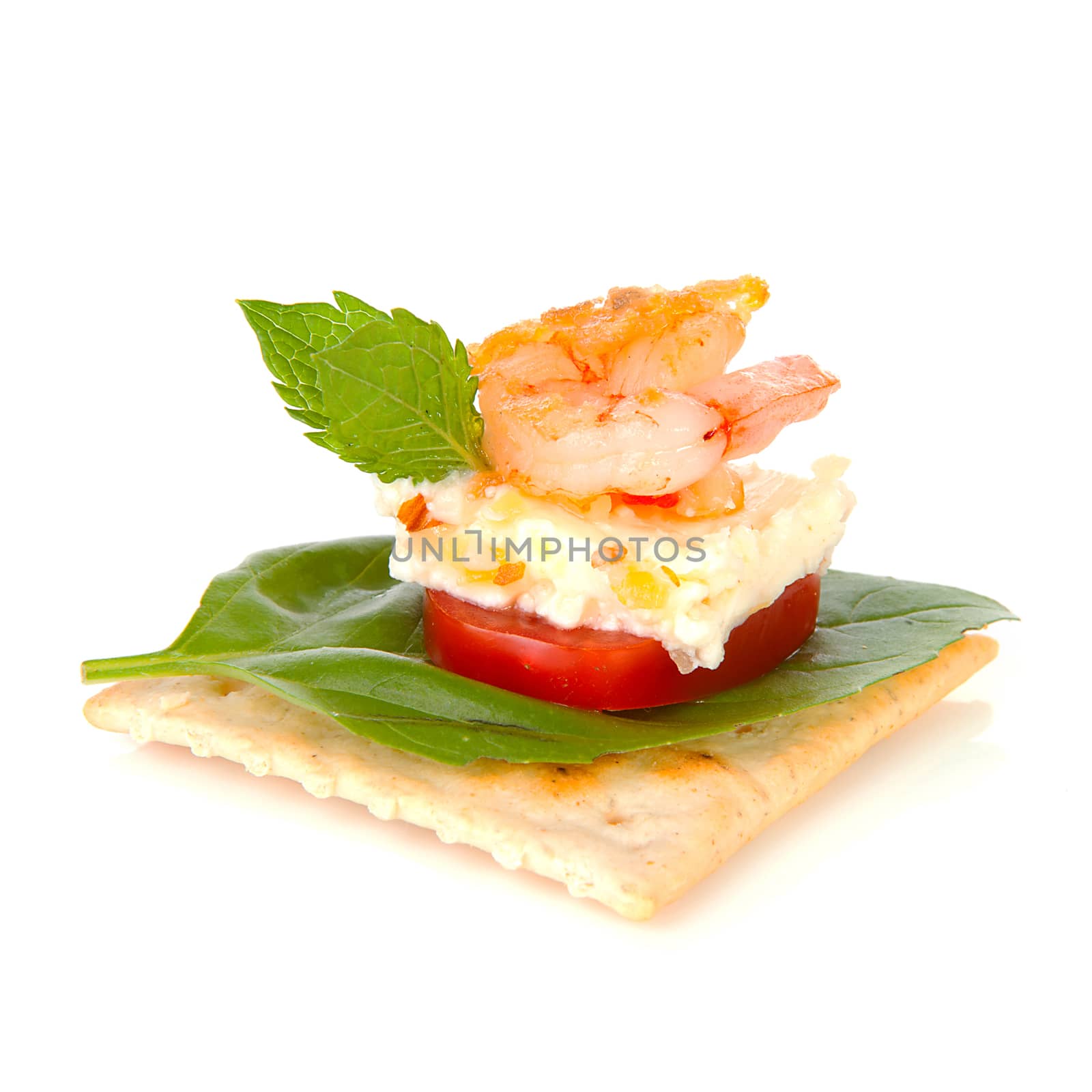 delicious snack on toast over white background