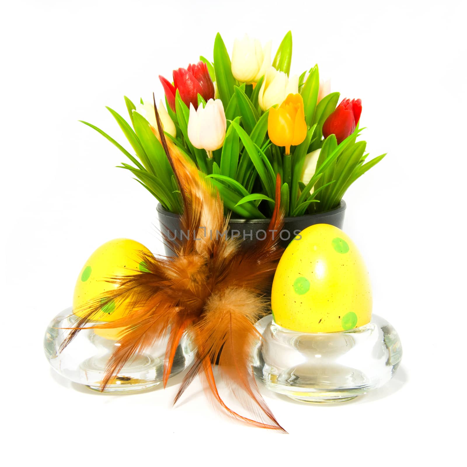 Easter scene over white background