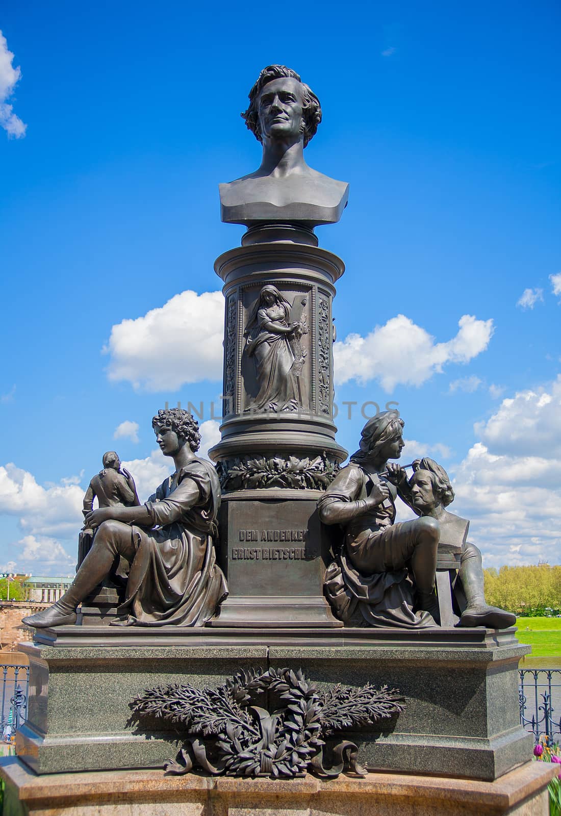 Statue of Ernst Friedrich August Rietschel German sculptor on the Bruhl Terrace in Dresden, Germany.