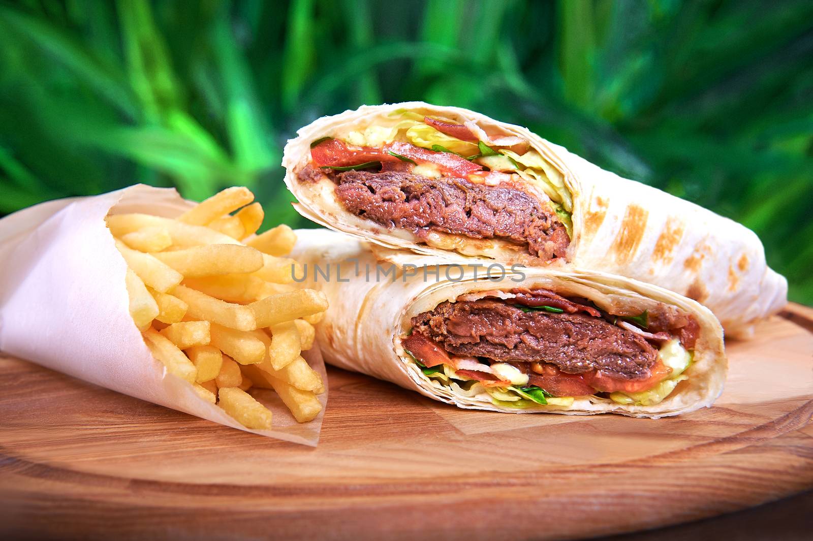 Grilled doner kebab with french fries