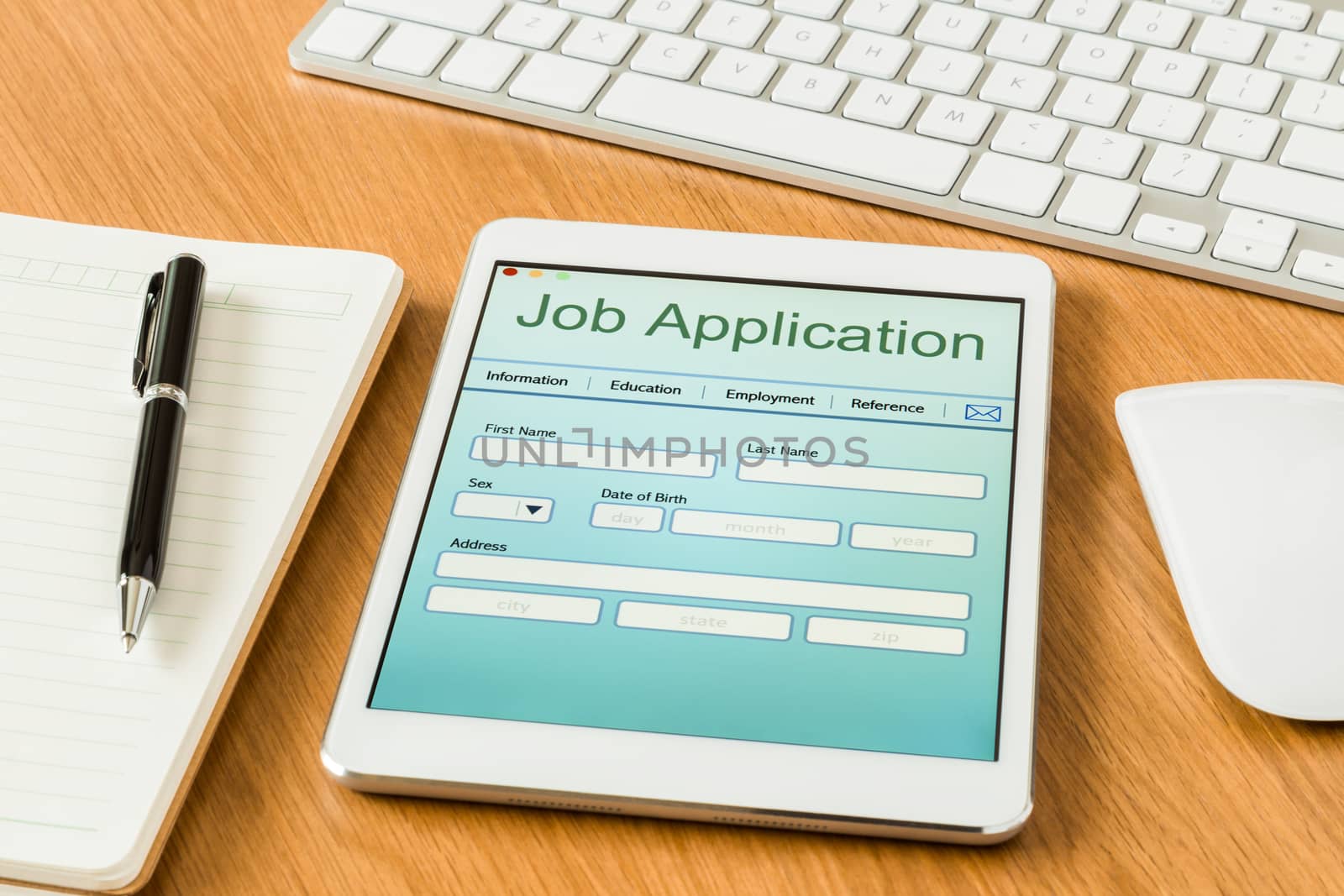 Digital tablet pc showing job application form  by vinnstock