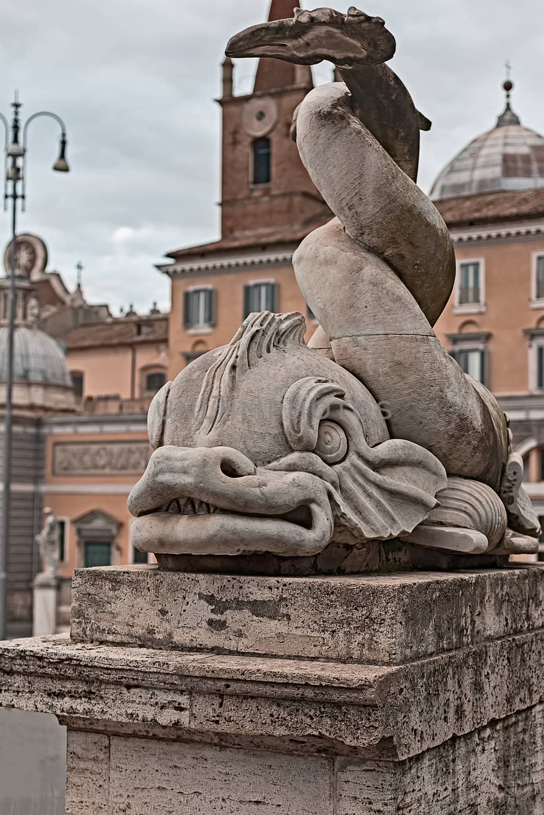 Fish statue in Rome Piazza del Popolo by EnzoArt