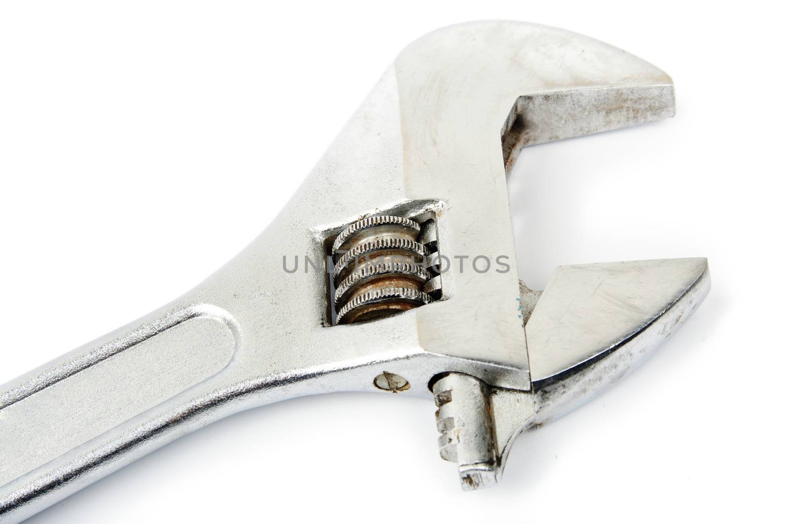 An image of adjustable wrench on white