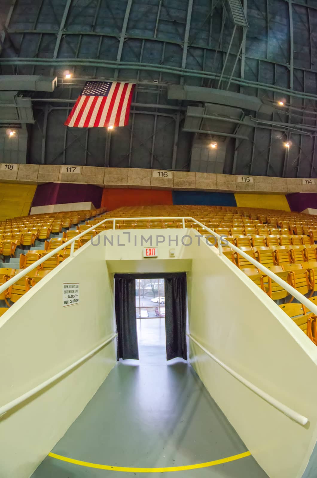 stadium seating taken with fisheye lense