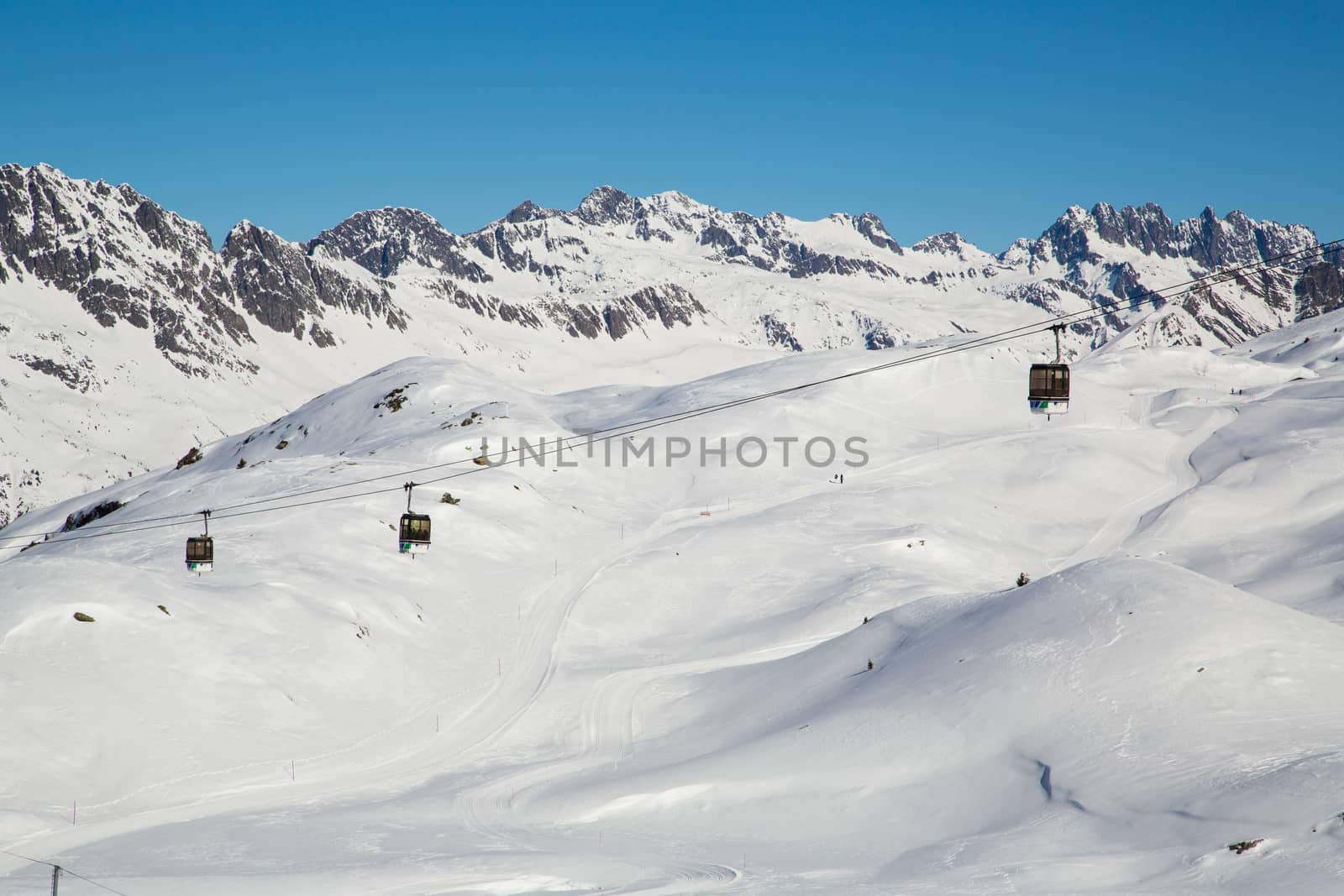 The Alpe d Huez ski domain in the French Alps