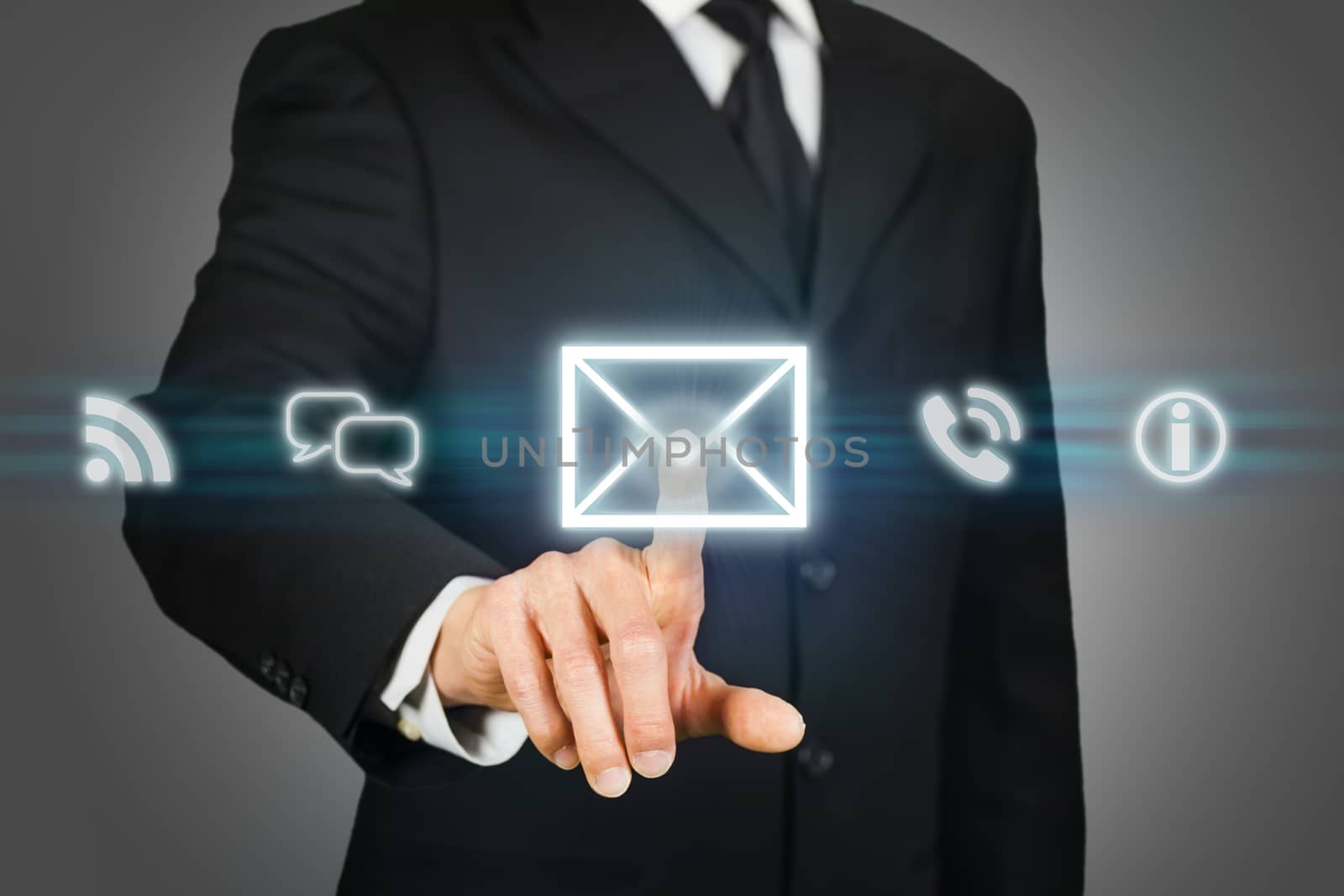 Businessman clicking on email icon by ymgerman