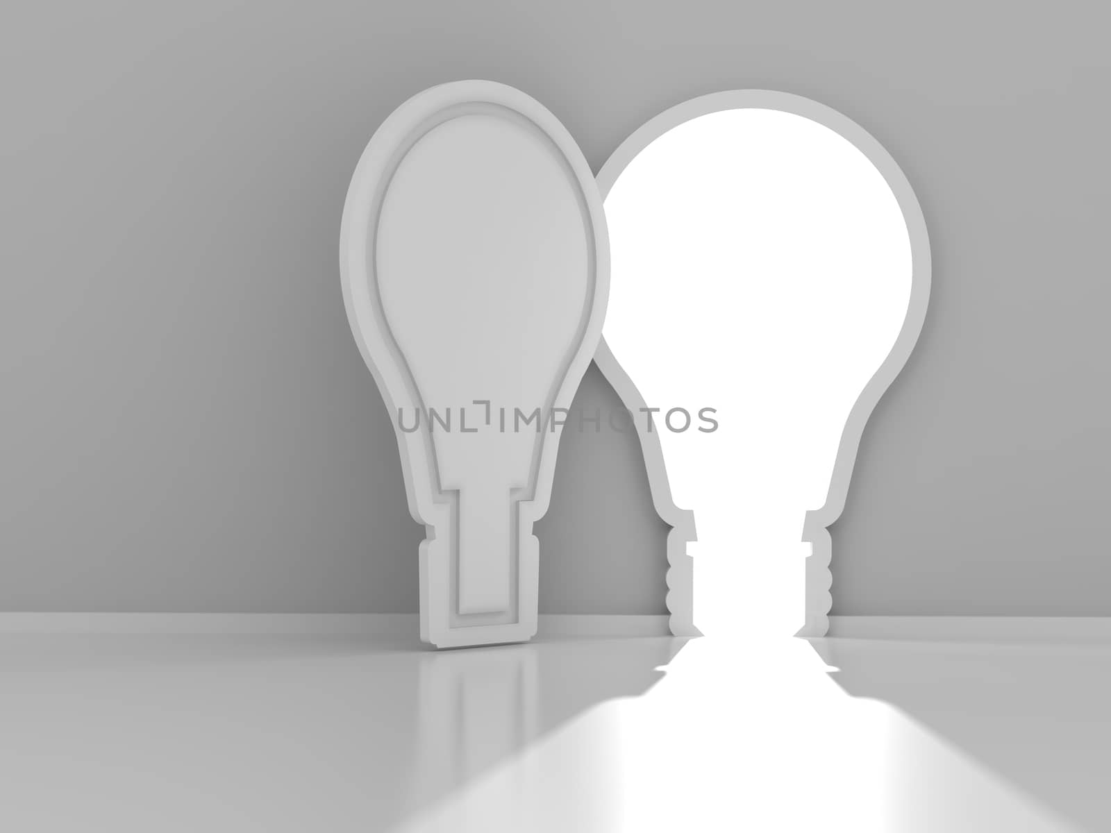 Light bulb shaped door with copyspace, 3d render by ymgerman