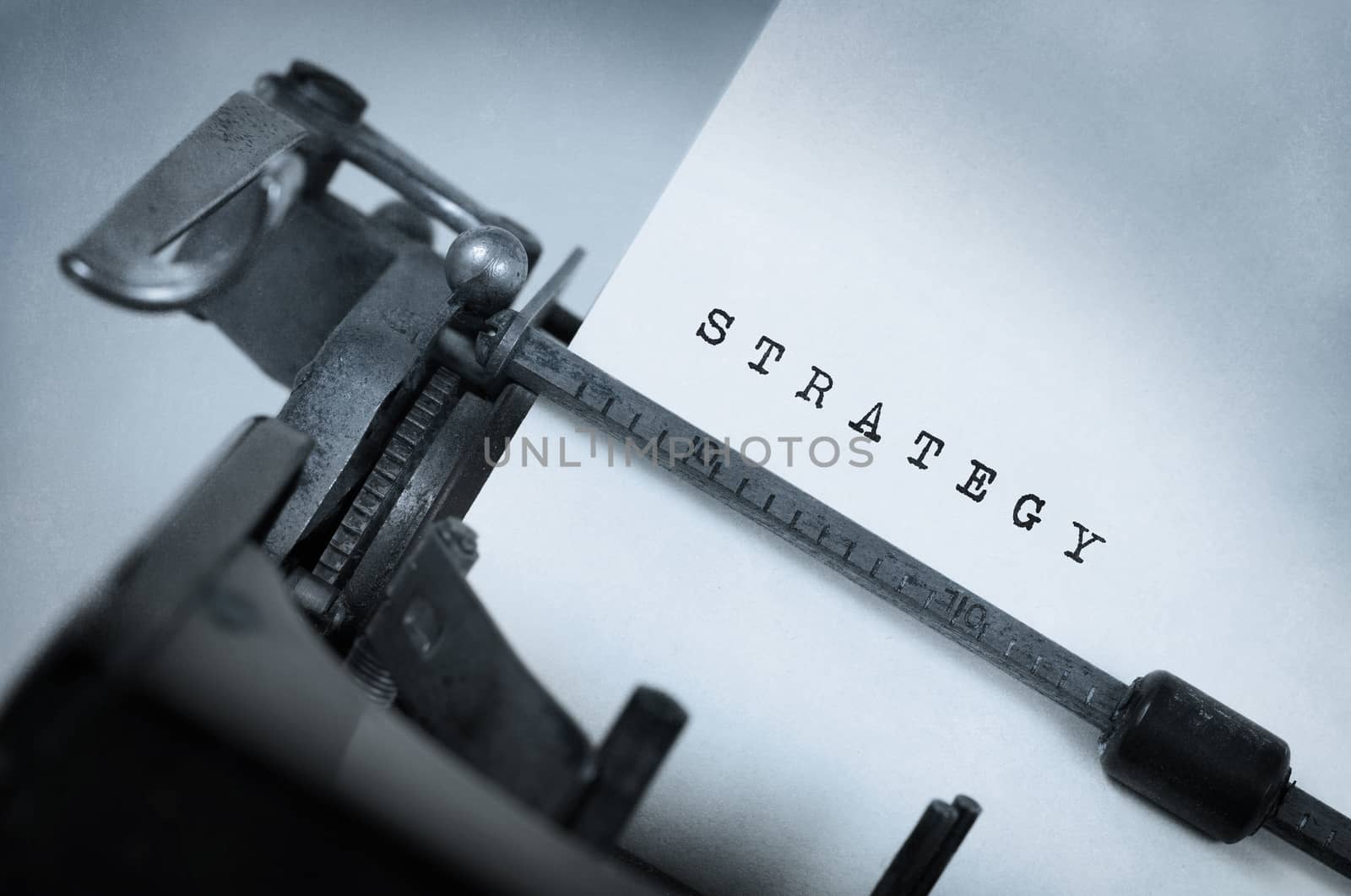 Vintage inscription made by old typewriter, Strategy