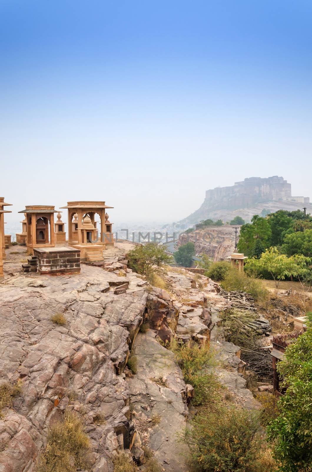 Jaswant Thada mausoleum with mehrangarh fort by siraanamwong
