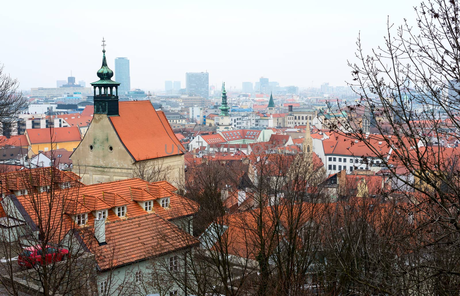 top view on the historical center of Bratislava, Slovakia by DNKSTUDIO