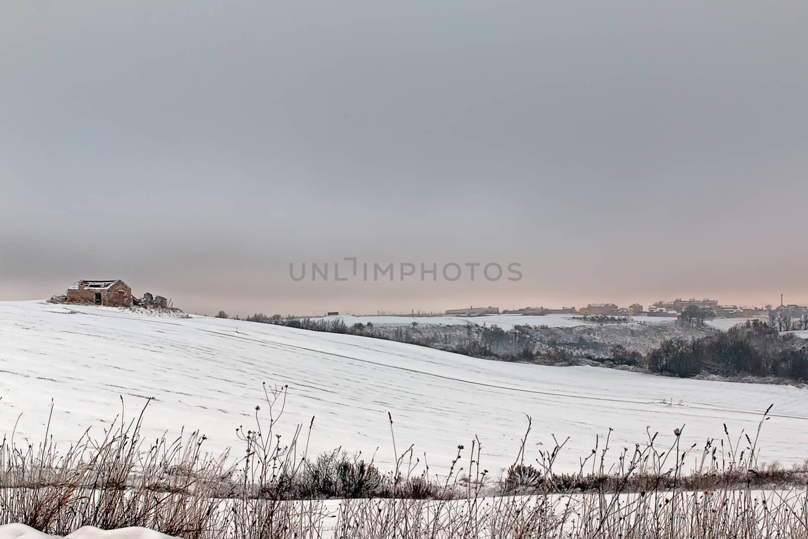 Winter landscape of a small Italian village