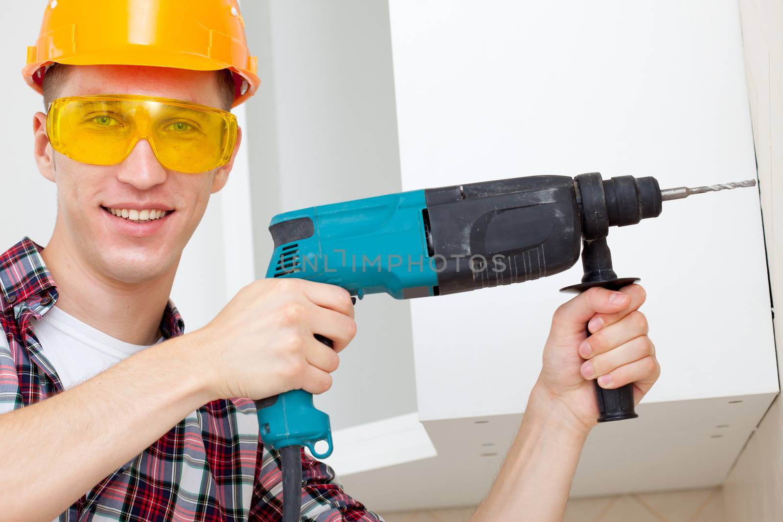 smiling worker with rock-drill by Astroid