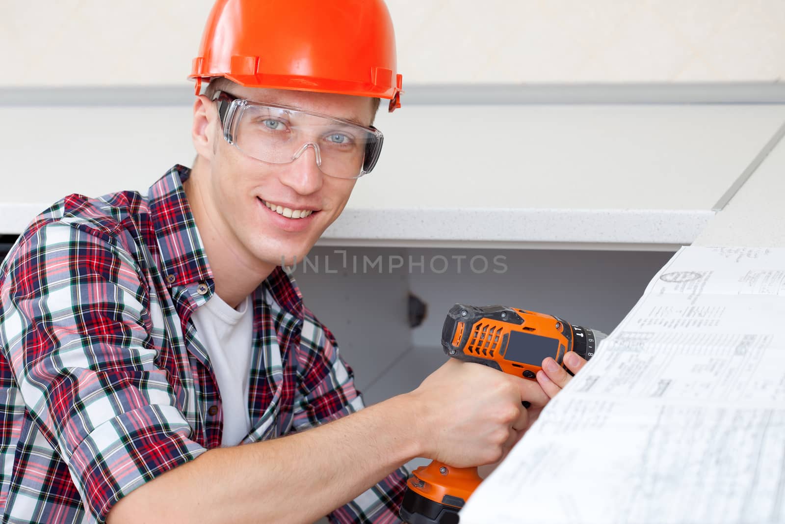 repairman with electric drill by Astroid