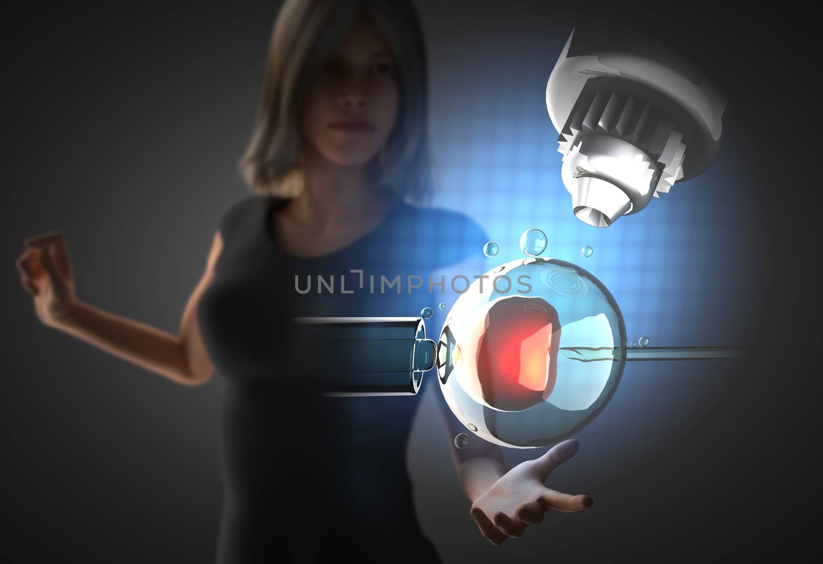 woman and futusistic hologram by videodoctor