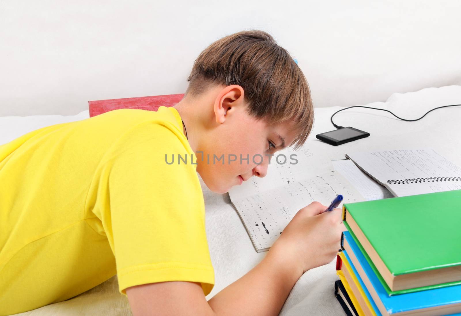 Kid doing Homework by sabphoto