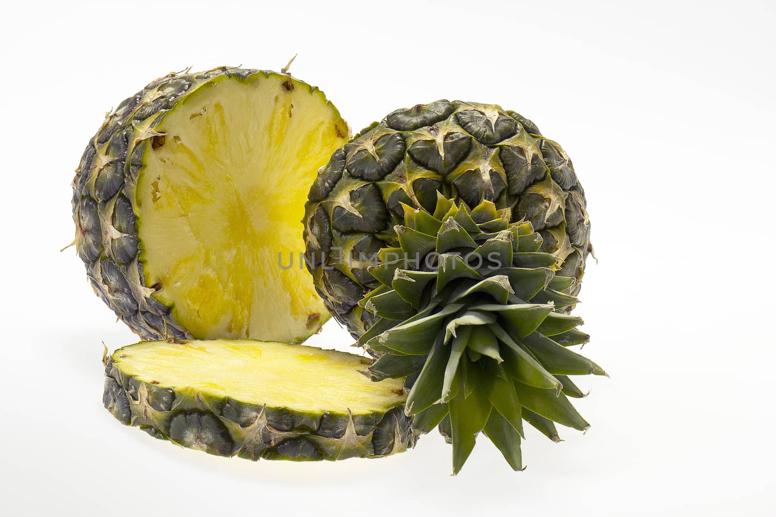pieces of pineapple isolated on white backround