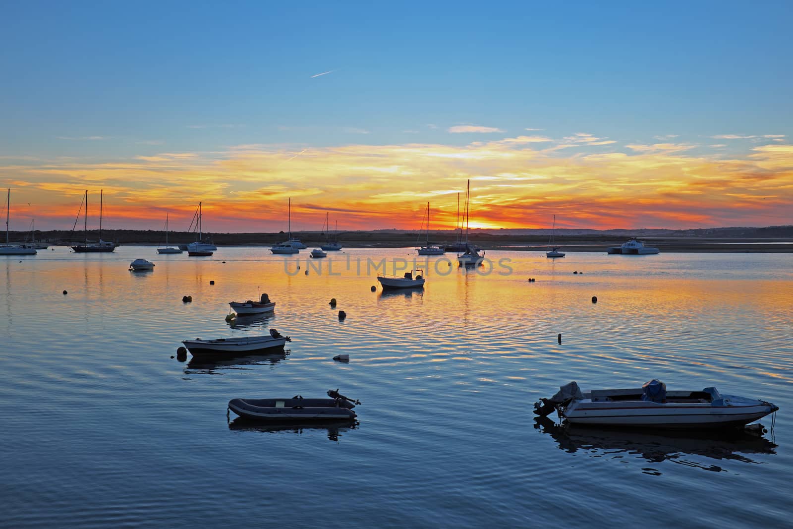Aerial from Praia Tres Irmaos at Alvor in Portugal