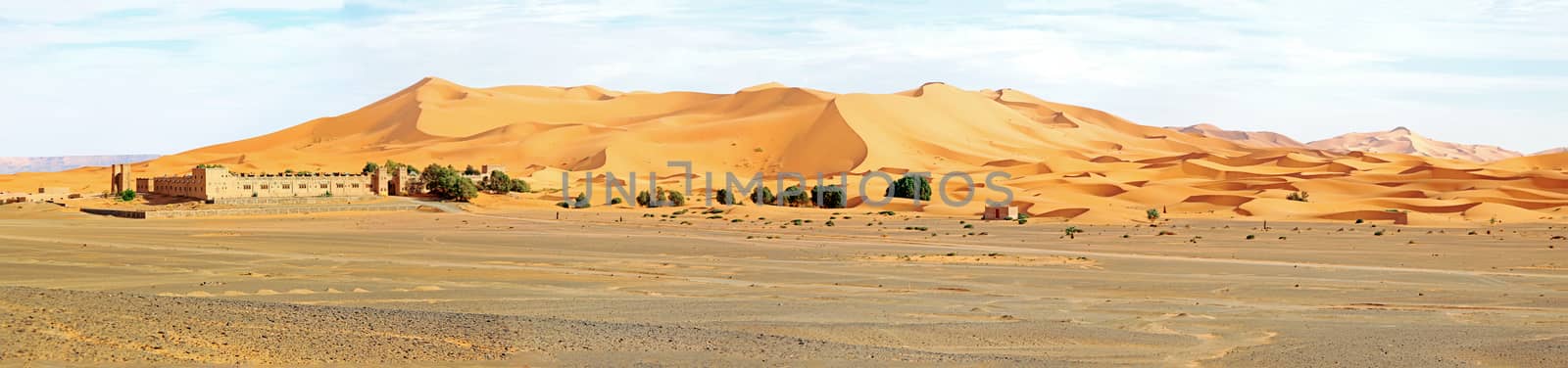 Panorama from the Erg Chebbi desert in Morocco
