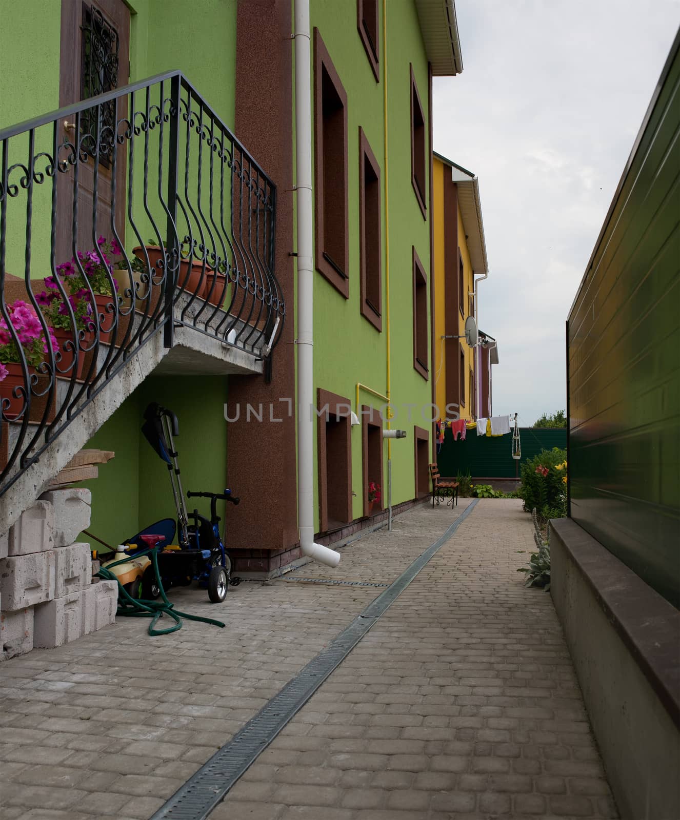 Courtyard of a residential building of new buildings in the village of Luka Meleshkovskaya in Vinnitsa Ukraine