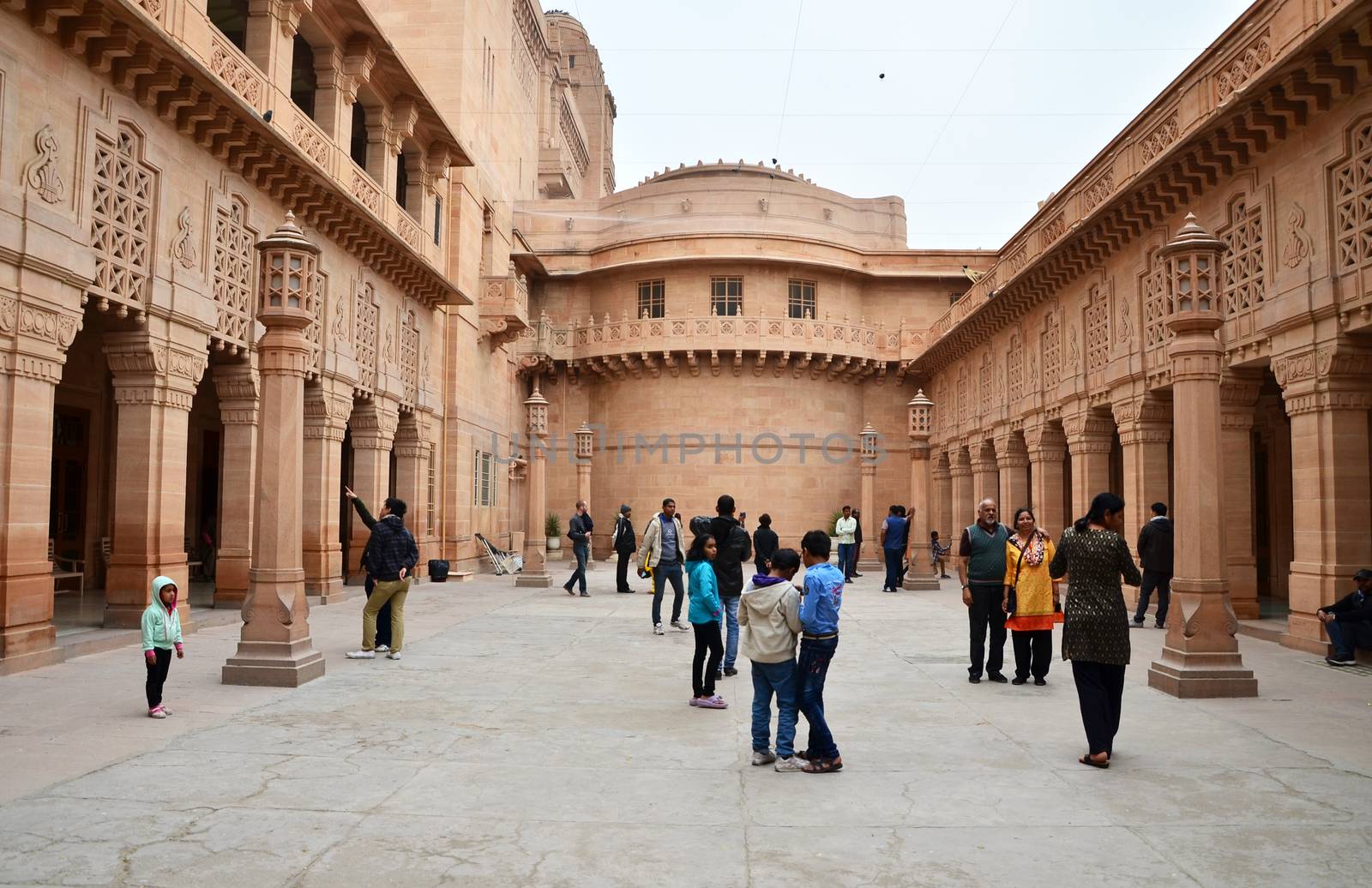Jodhpur, India - January 1, 2015: Tourist visit Umaid Bhawan Palace on January 1, 2015, Umaid Bhawan located at Jodhpur in Rajasthan, India, is one of the world's largest private residences.
