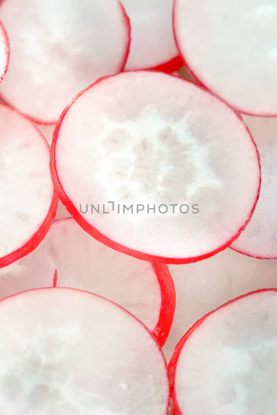 Close up of radish slices