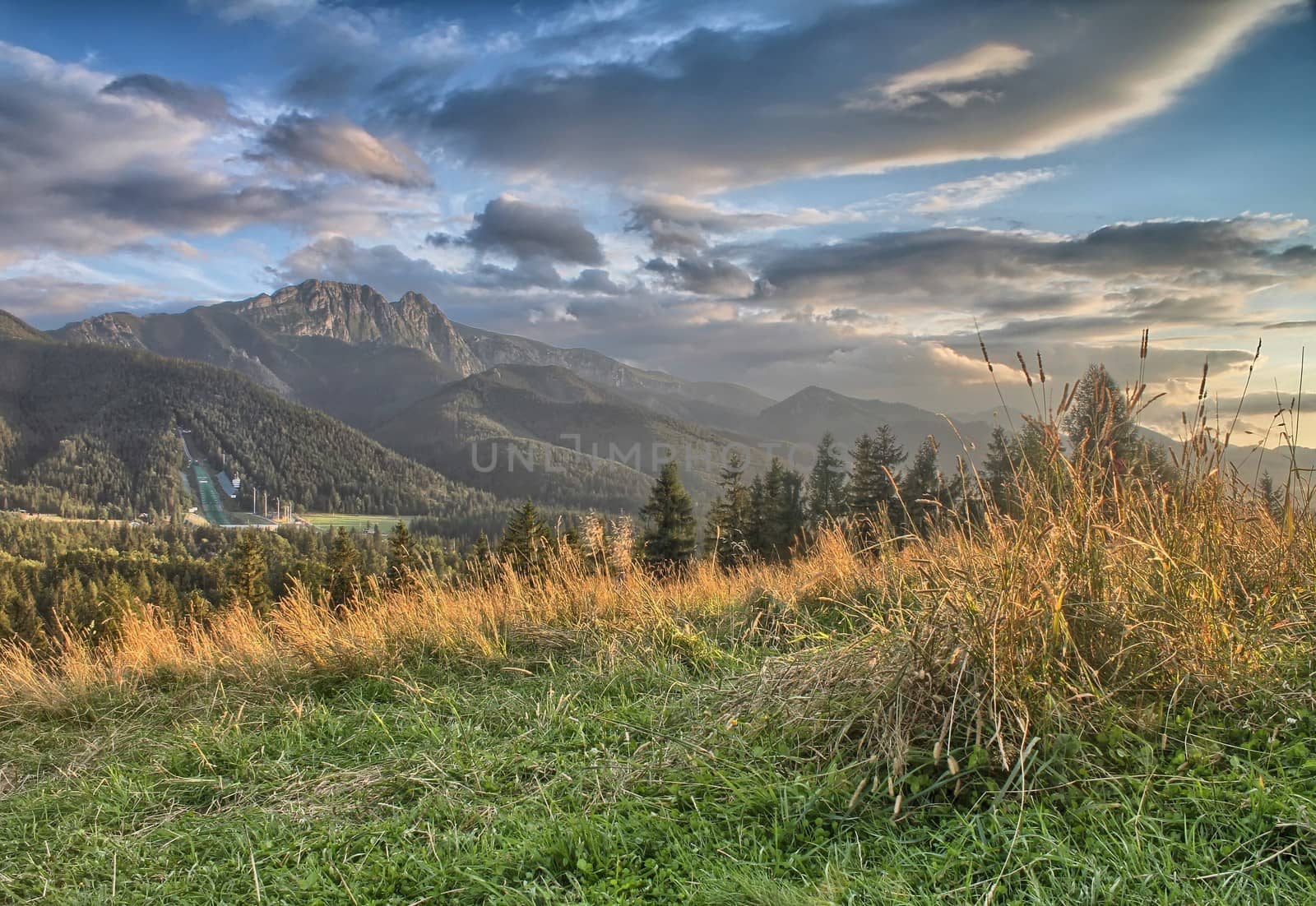 Tatry Giewont - against the sky full of clouds - sunset