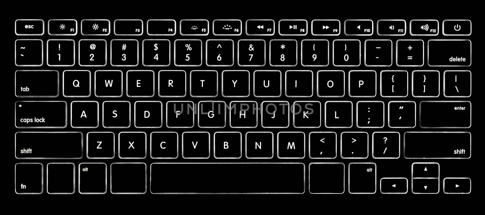 computer keyboard with illuminated backlight. by papound