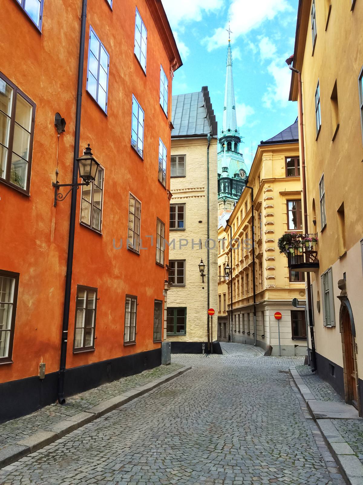 Colorful buildings in the old center of Stockholm by anikasalsera