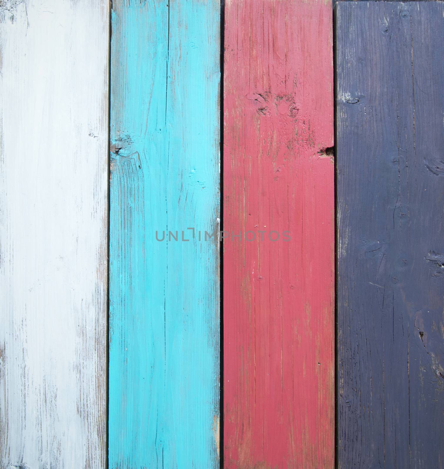 Close up of painted boards of timber wood