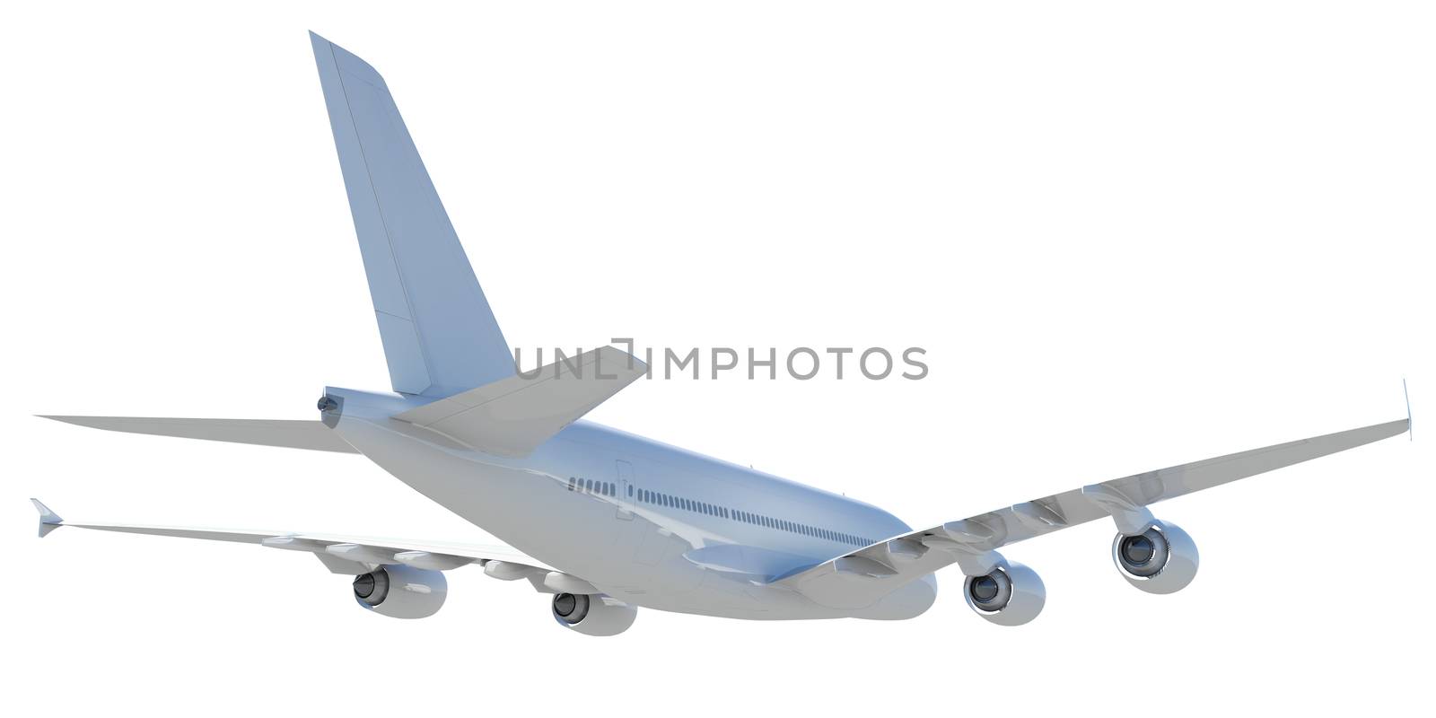 White modern airplane. Isolated on white background