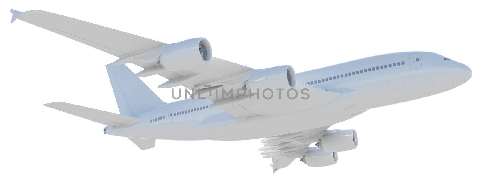 White modern airplane. Isolated on white background