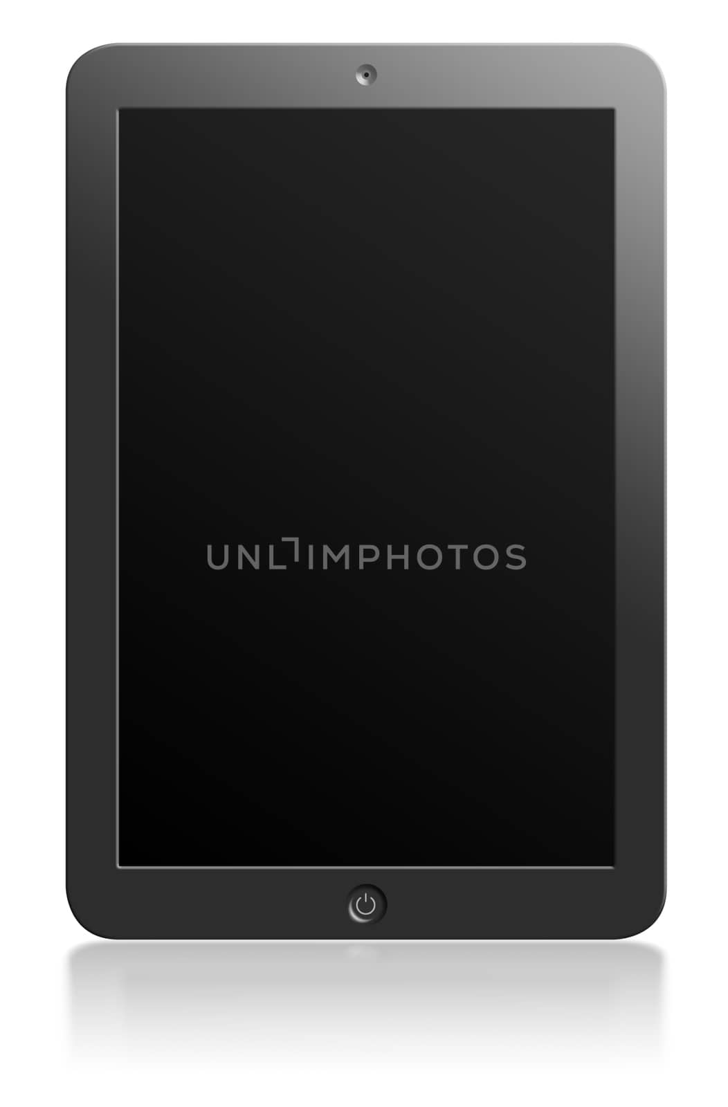 Modern computer tablet with blank screen isolated on white background