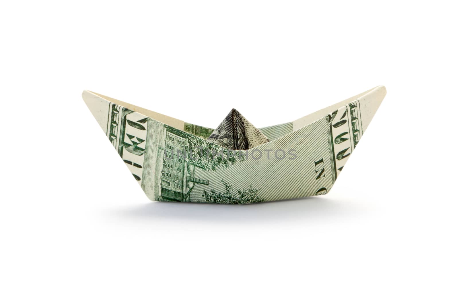 business concepts - ship with money isolated on white 