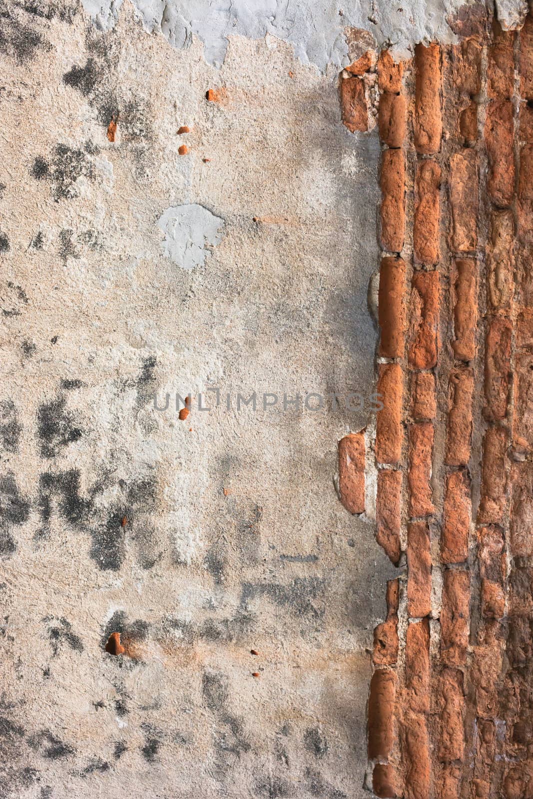 High resolution pictures vintage orange pattern of old brick wall .