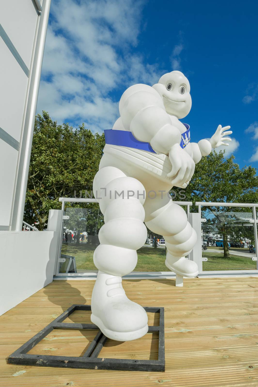 Goodwood, UK - July 1, 2012: Bibendum, more commonly known as the Michelin Man - advertising symbol of the Michelin motor company, on display at Goodwood, UK