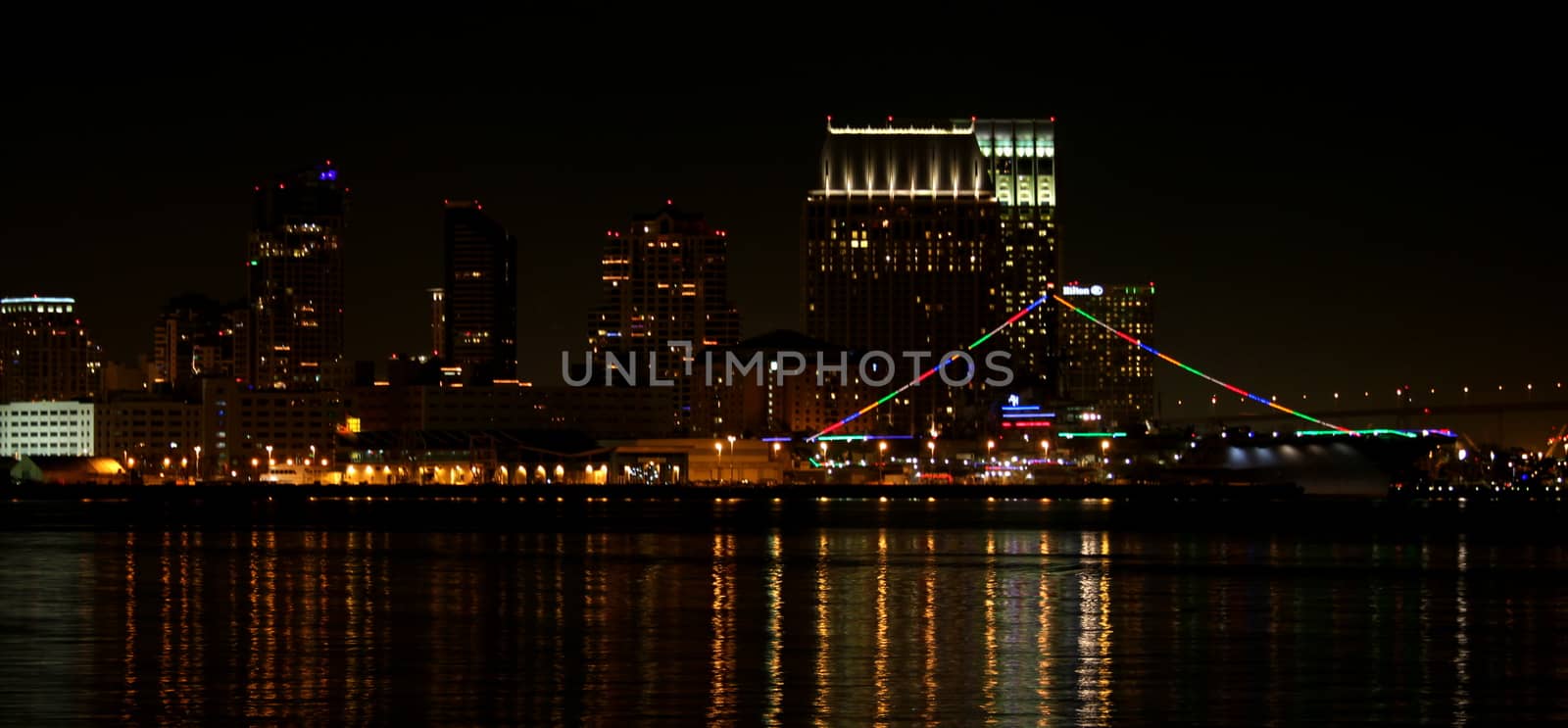 San Diego Skyline Night by hlehnerer